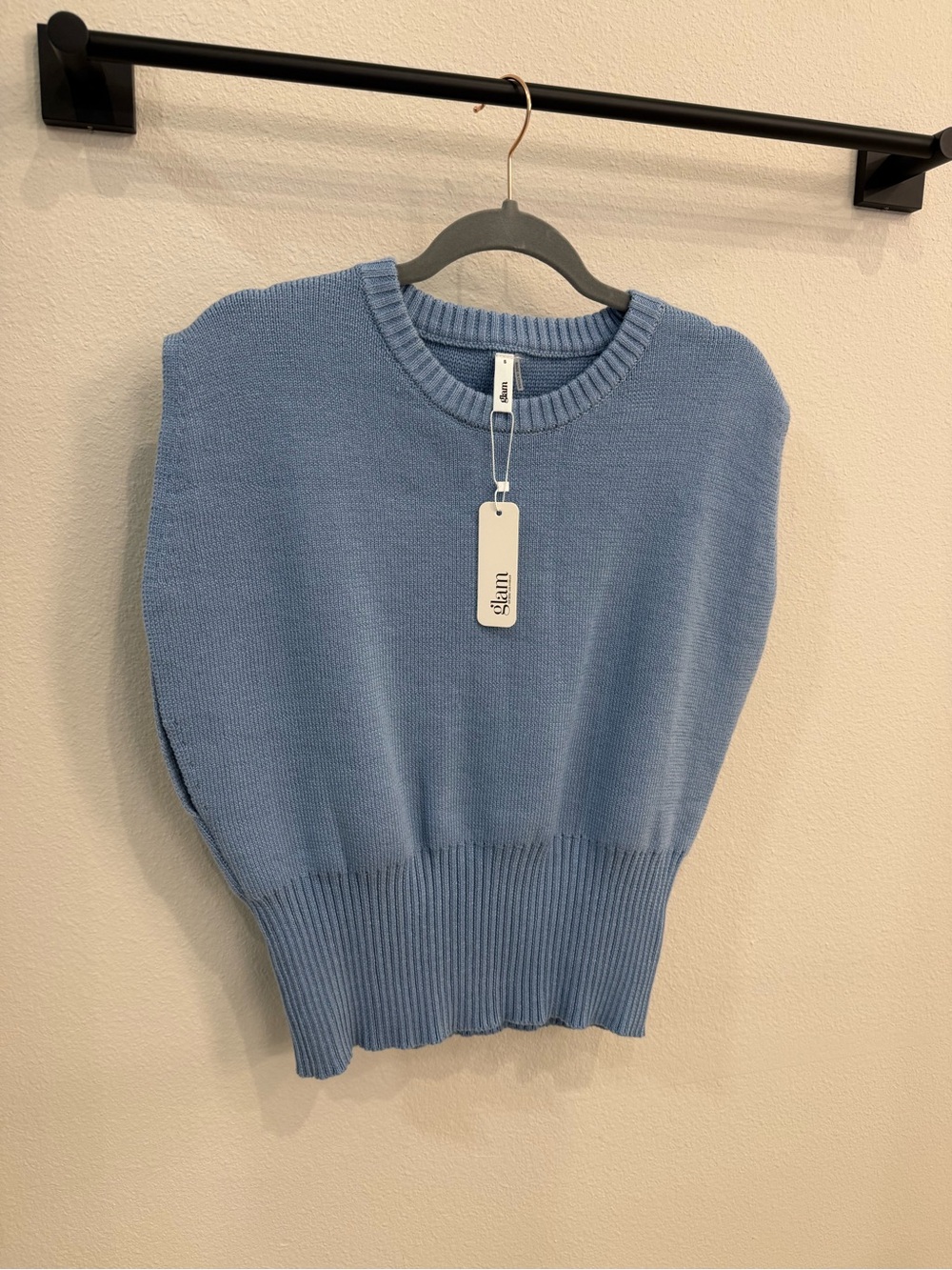Glam, Dusty Blue Crewneck Sweater Vest